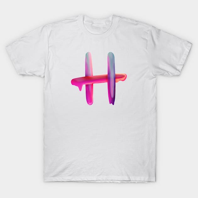 Letter H In Vibrant Watercolor T-Shirt by Binging merch